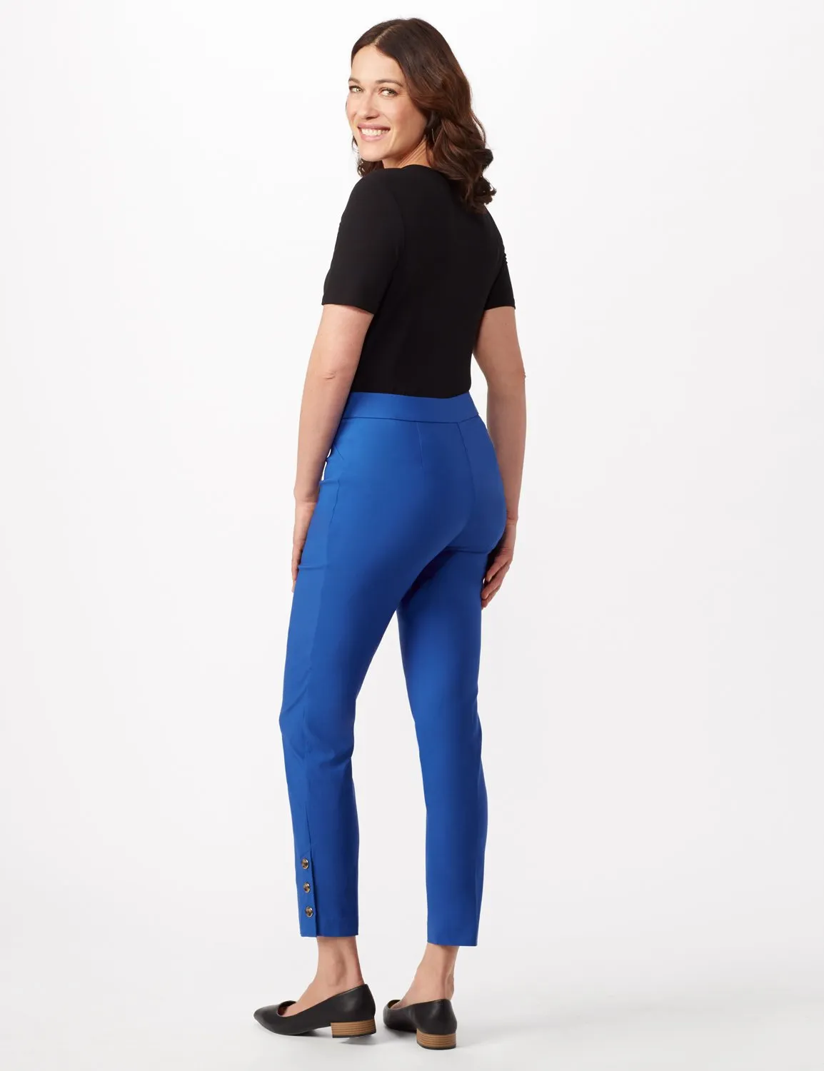Tortoise Shell Button Ankle Pants