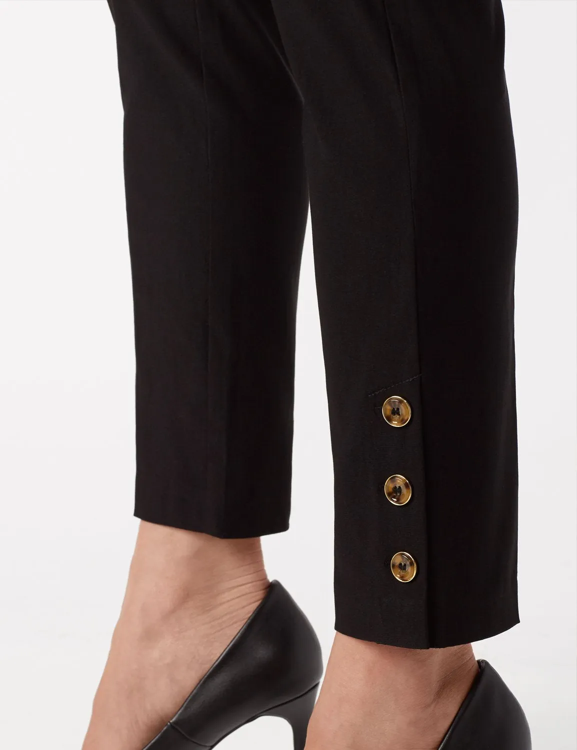 Tortoise Shell Button Ankle Pants