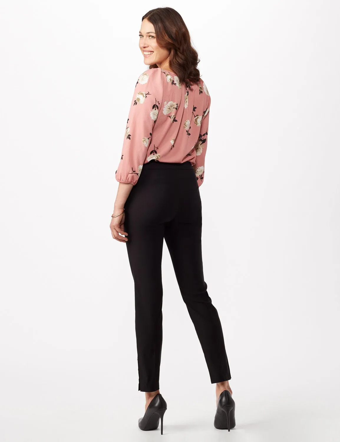 Tortoise Shell Button Ankle Pants