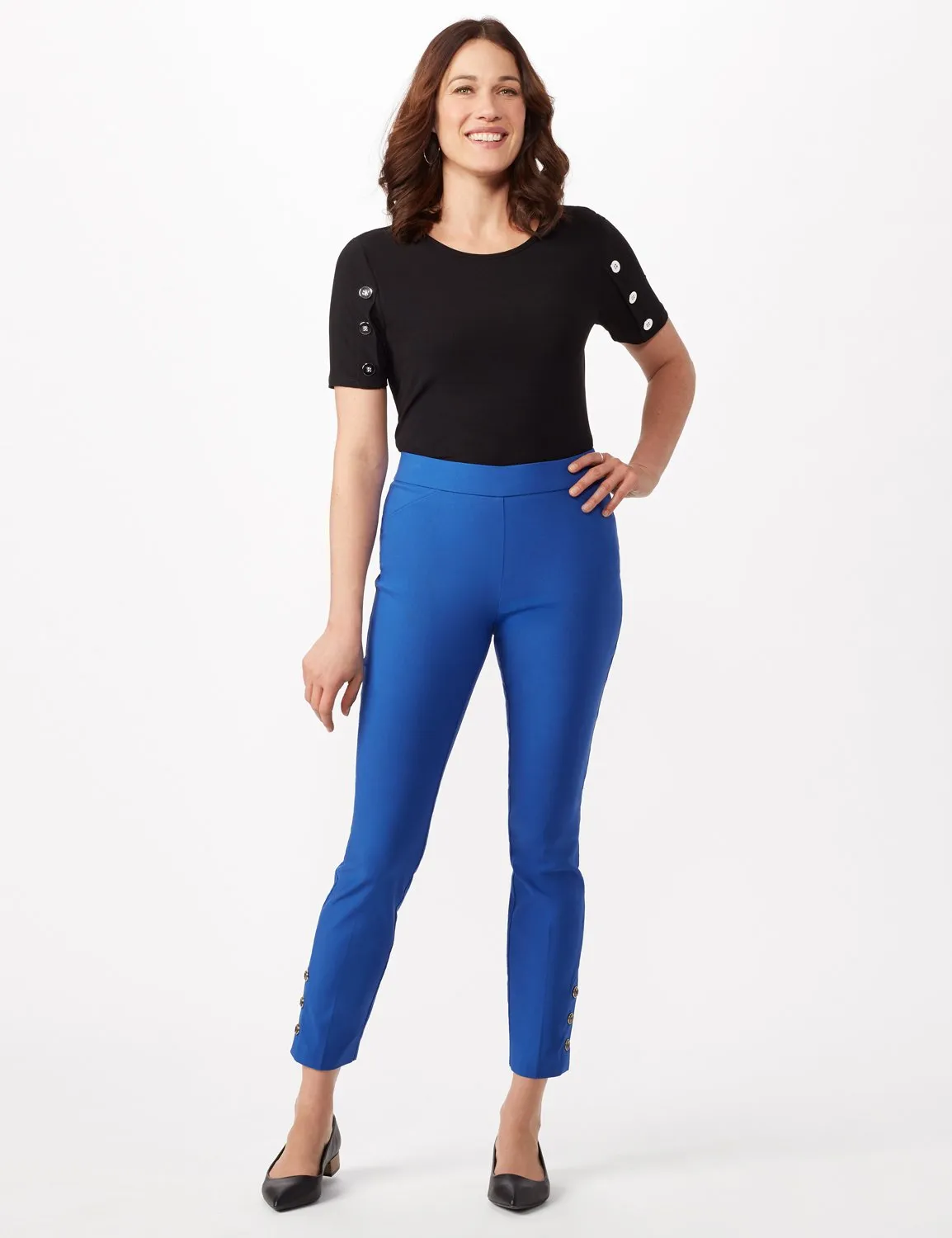 Tortoise Shell Button Ankle Pants