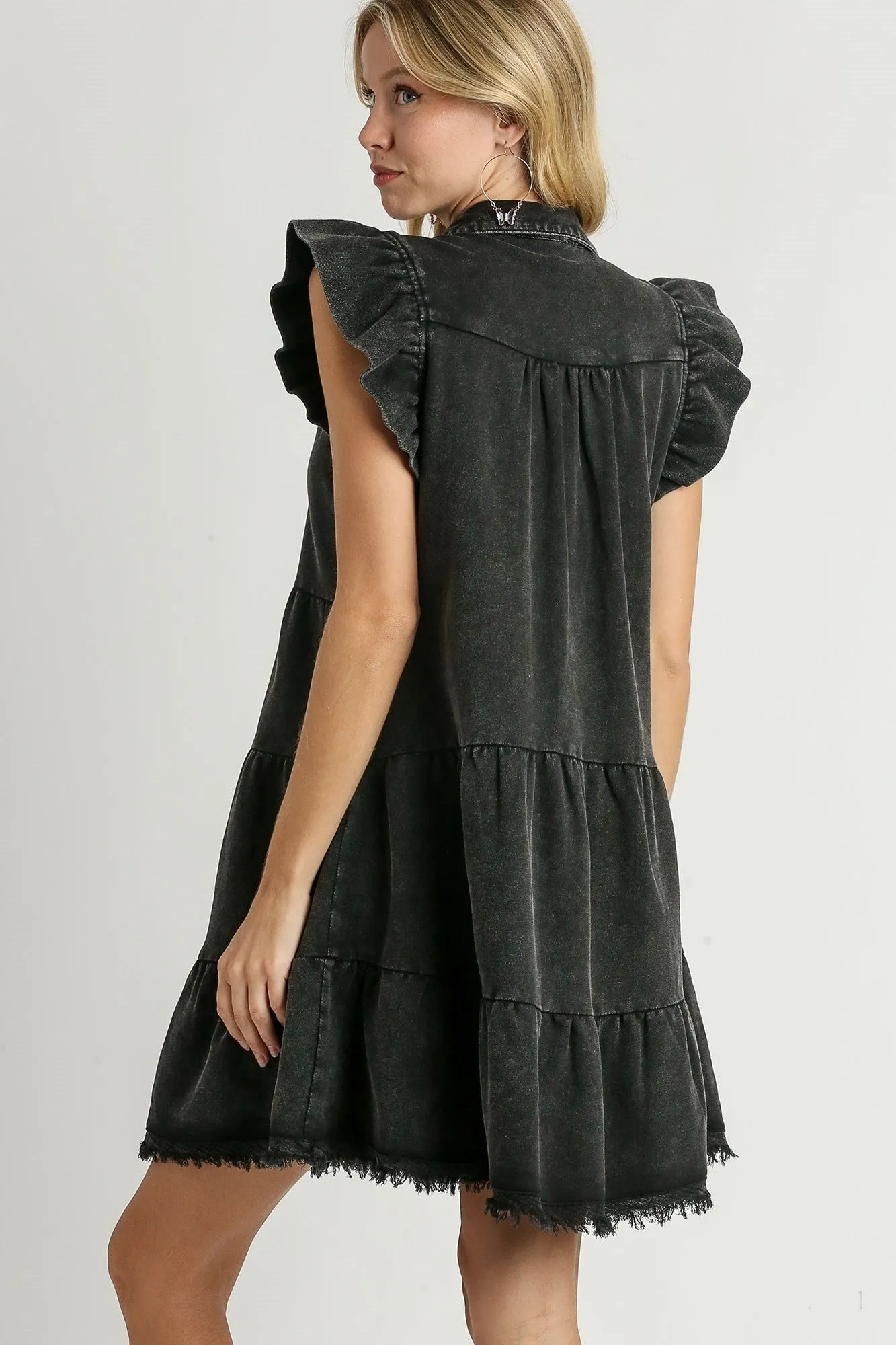 Umgee French Terry A-Line Dress in Ash FINAL SALE