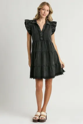 Umgee French Terry A-Line Dress in Ash FINAL SALE