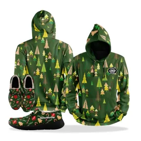 Unique Gift,Personalized Santa Claus Combo, Custom Xmas Fashion Hoodies and Fur Lining Loafer Shoes, Cheer Holidays Gift