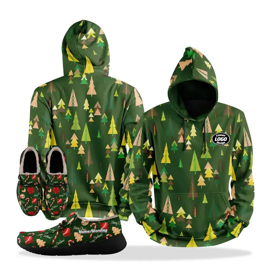 Unique Gift,Personalized Santa Claus Combo, Custom Xmas Fashion Hoodies and Fur Lining Loafer Shoes, Cheer Holidays Gift