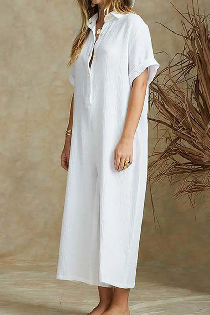 Women's Relaxed Fit Notch Collar Jumpsuit