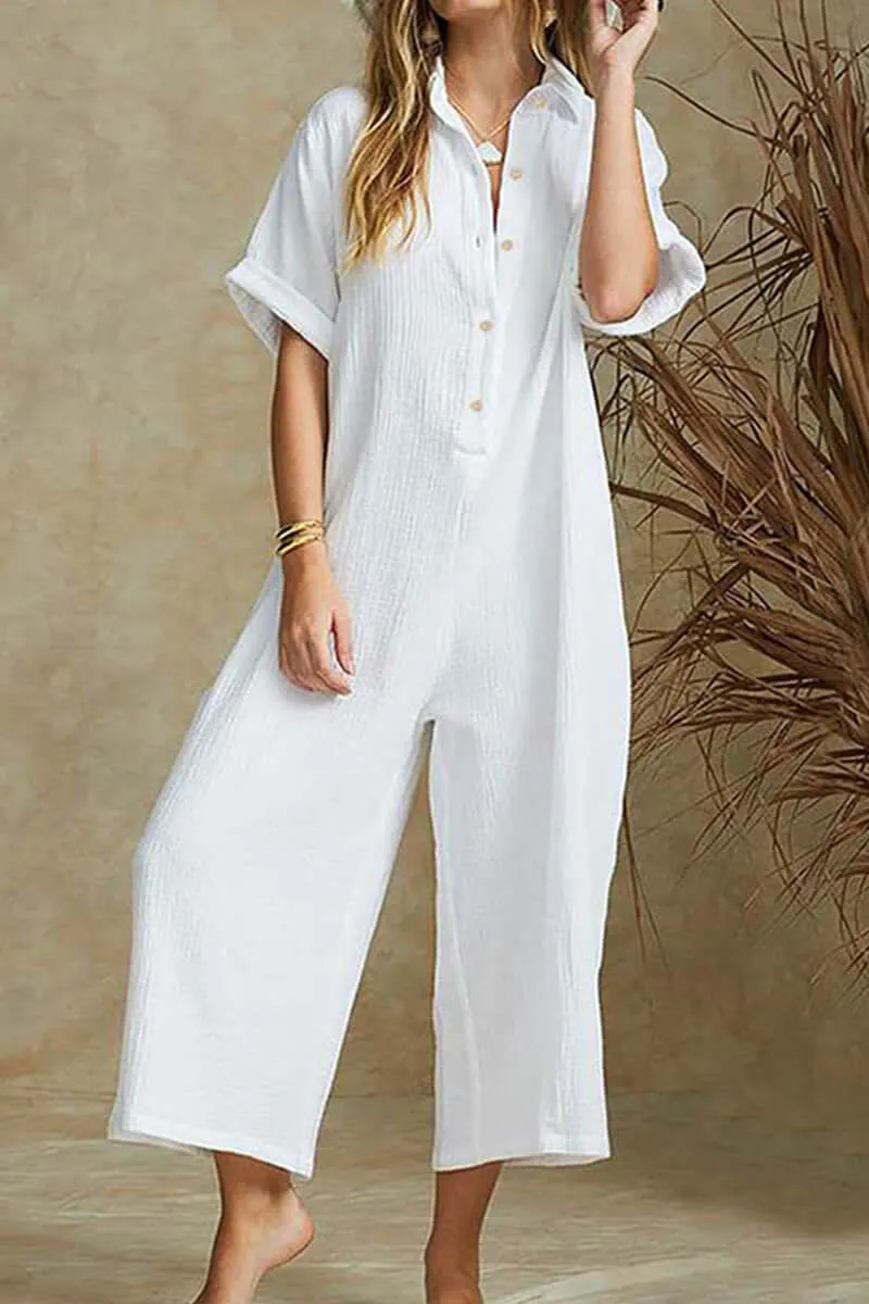 Women's Relaxed Fit Notch Collar Jumpsuit