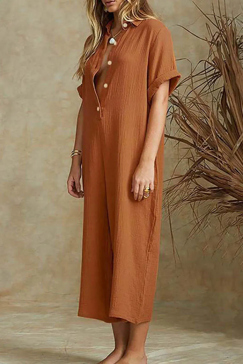 Women's Relaxed Fit Notch Collar Jumpsuit