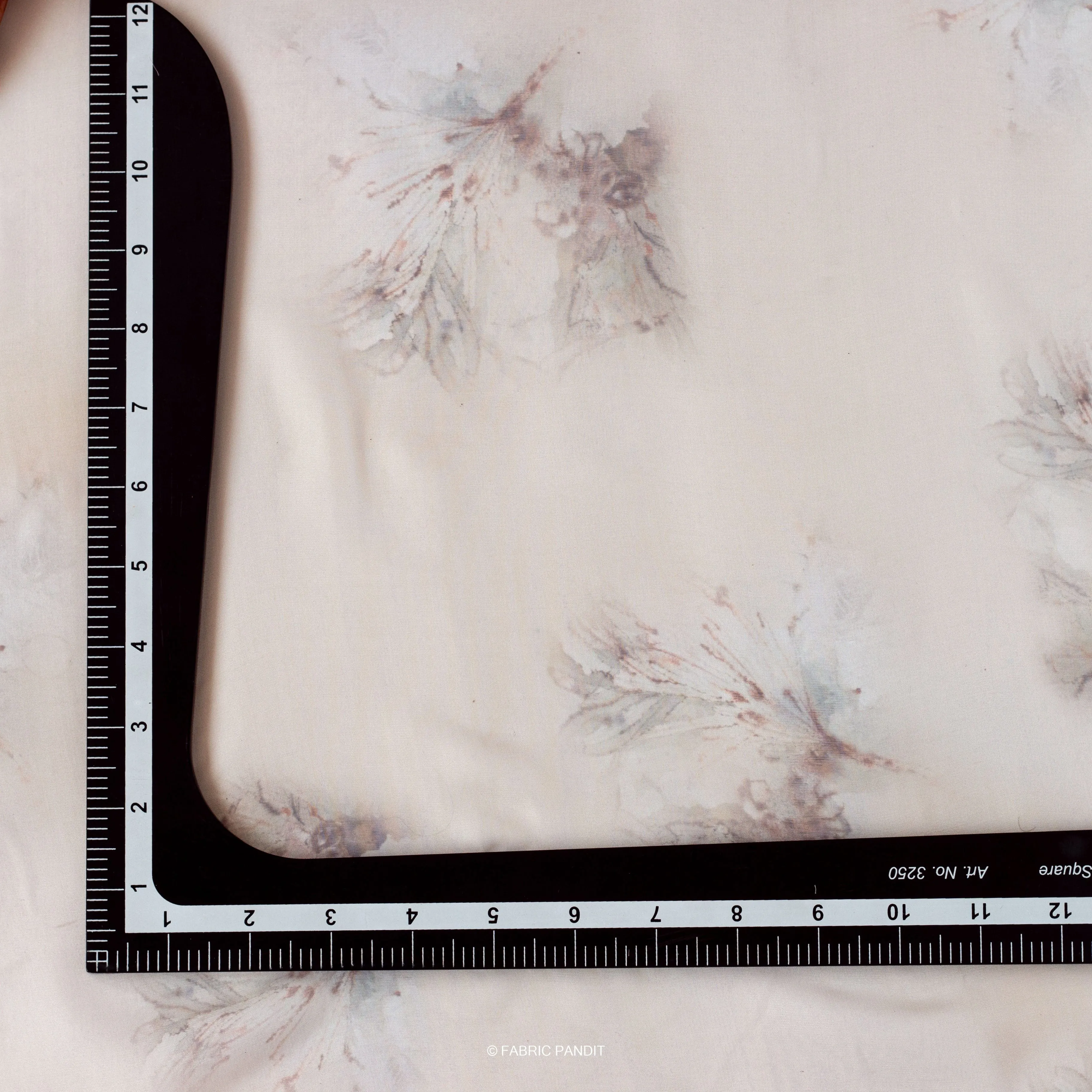 Wood Brown twigs and leaves Digital Printed Taby silk Fabric (Width 44 Inches)